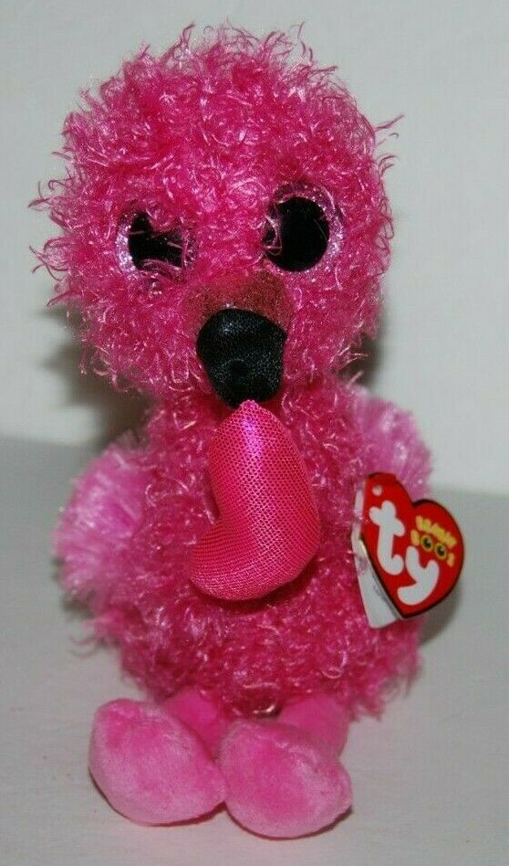 OFFICIAL TY BEANIE BOO BABIES DAINTY FLAMINGO PLUSH SOFT TOY NEW WITH TAGS 