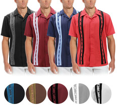 Men's Cuban Guayabera Beach Wedding Short Sleeve Button-Up Casual Dress Shirt