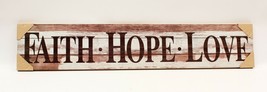 Large Wooden Plaque Faith Hope Love 36 X 7 Inches Word Art - $11.74