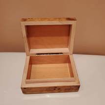 Small Wooden Inlaid Box, Hinged Wood Trinket Box, Maple Burl Inlay Flowers image 6