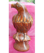 WOOD HAND CARVED EAGLE BIRD PATRIOTIC FIGURINE 11&quot; HARD TO FIND VINTAGE - $46.27