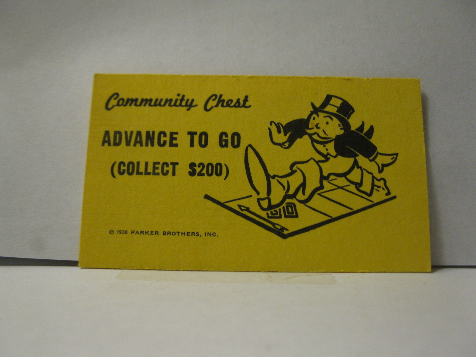 1985 Monopoly Board Game Piece: Advance To Go Community Chest Card ...