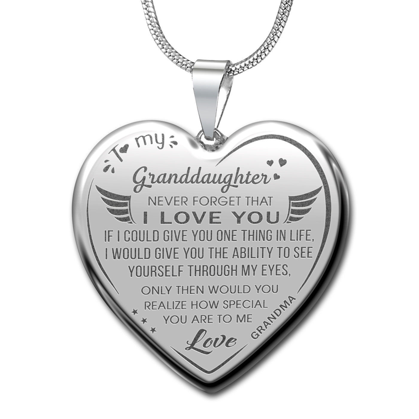 Proud Grandma To Granddaughter Gift Idea, Novelty Unique Engraved Heart ...