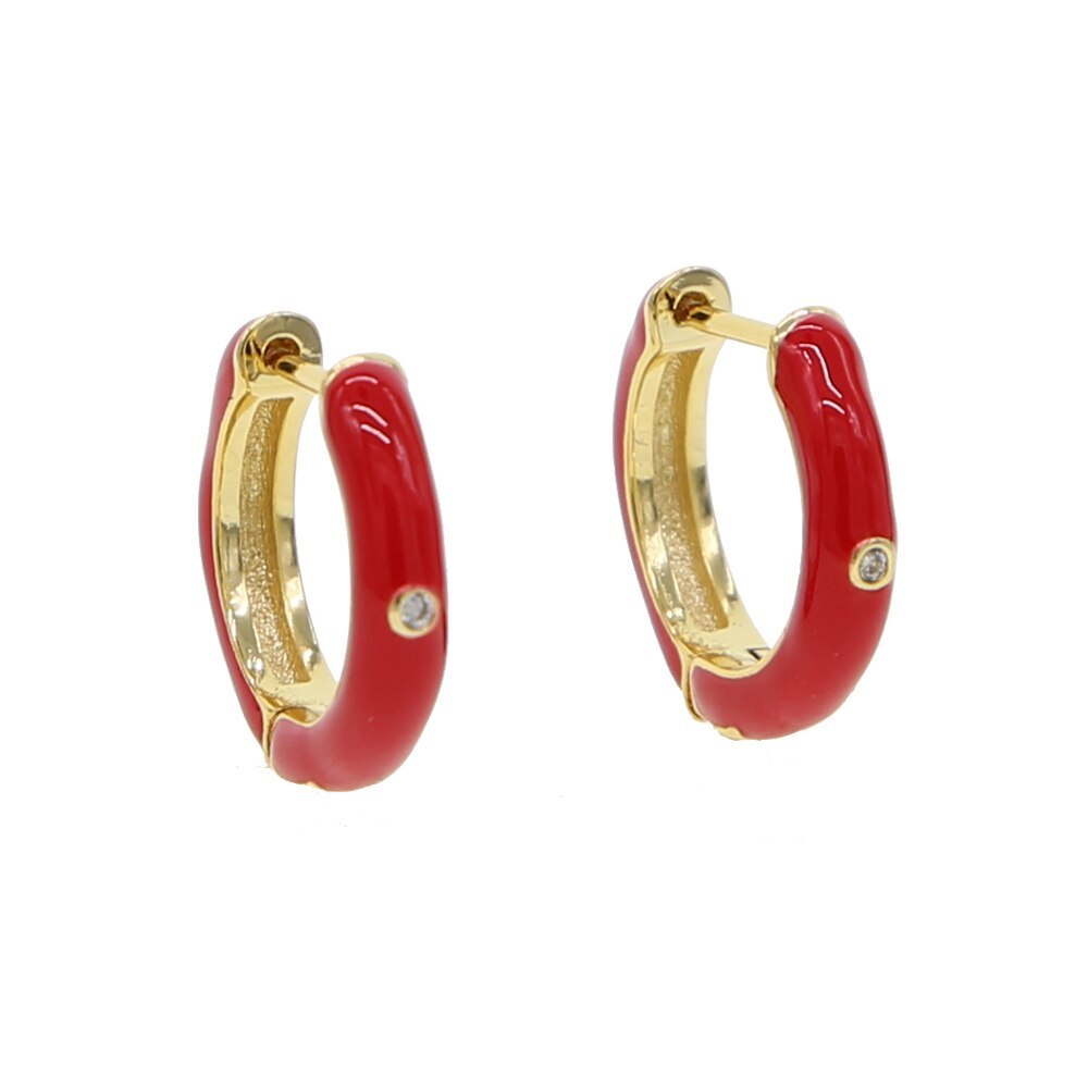 New Arrival Women Piercing Earring Shinny Red Round Circle Huggies Hoop Earrings