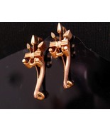 Antique Victorian Earrings / 14kt rose GOLD / Fleur de lis - pierced wir... - $485.00