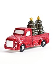 Truck Salt and Pepper Shaker Set with Christmas Trees Ceramic Country 5.5" High