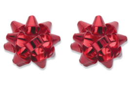 Red Polished Enamel Christmas Gift Bow Stud Earrings - $37.99