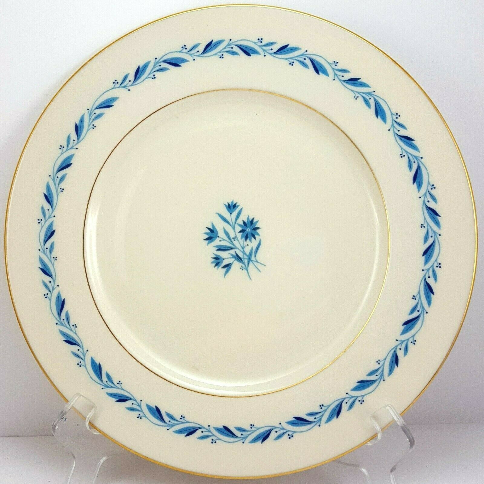 Lenox Blueridge Dinner Plate Ivory Blue Floral Scrolls Gold Trim 10.5