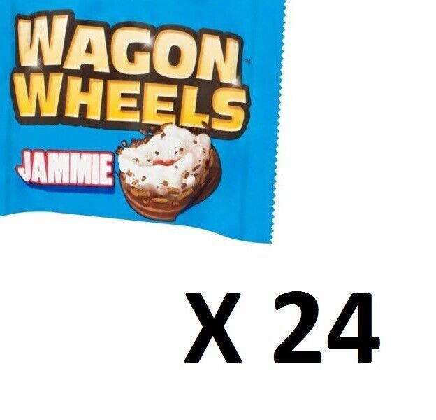 Wagon Wheels Jammie Biscuit Marshmallow Jam & Chocolate Snacks X 24 Chocolate Sweets & Assortments