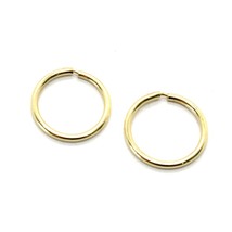 18K YELLOW GOLD ROUND CIRCLE HOOP EARRINGS DIAMETER 8 MM x 1 MM, MADE IN ITALY image 1