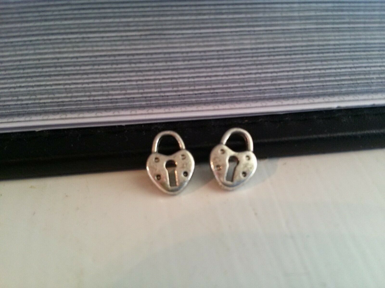 6 Lock Charms Heart Lock Antiqued Silver Steampunk Miniature Pendants Tiny
