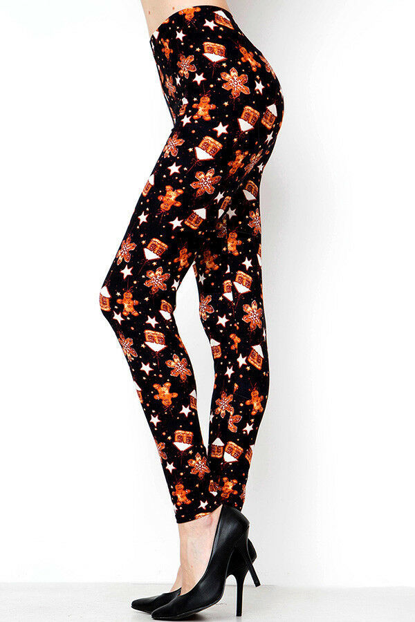 Plus Size Christmas Gingerbread Man Print Full Length Buttery Soft