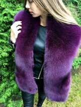 Fox Fur Boa 70' (180cm) Saga Furs Purple Fox Fur Stole Big Royal Collar Scarf image 3