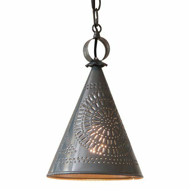 Sturbridge Witch's Hat Pendant light in Country Punched Tin