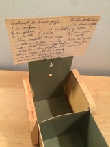 Vintage 40s metal fold-out recipe box, RARE, looks like 3 books on a shelf image 5