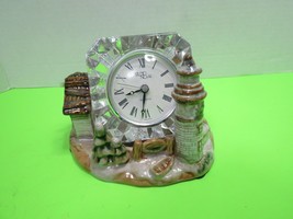 Studio Nova Crystal Mikasa Clock Sitting In Porcelain Town Village Needs Battery - $25.00