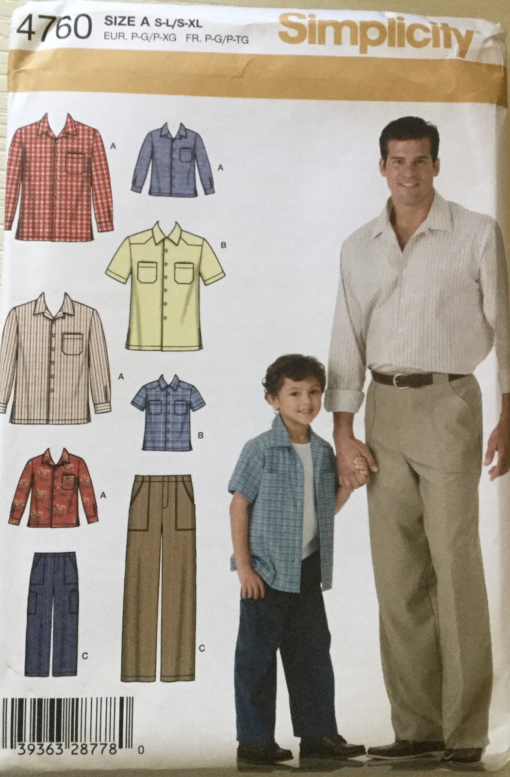 Simplicity 5976 Men's & Boy's Button Front Shirts & Pants Size A(S-L/S ...