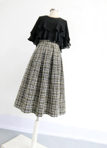 A-line Winter Tweed Skirt Outfit High Waisted Plus Size Burgundy image 7