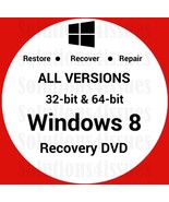 Windows 8 32 &amp; 64 Bit Recovery Reinstall Boot Restore DVD Disc Disk - $14.99