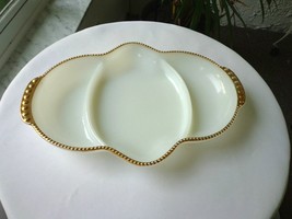 Milk Glass Fire King Ovenware Divided Relish Dish c 1950&#39;s USA Signed - $8.91