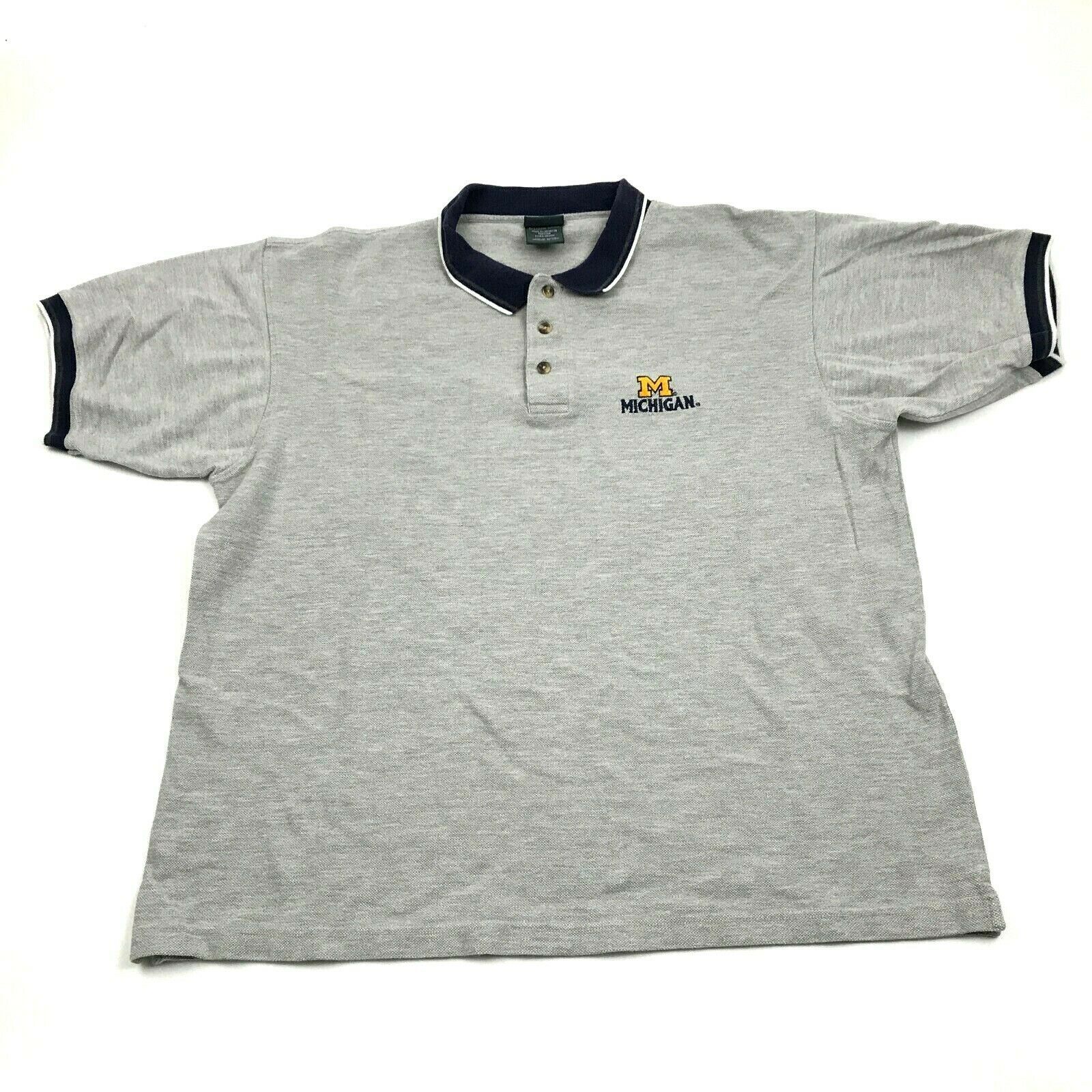 VINTAGE Pro Edge University Of Michigan Wolverines Polo Ringer Shirt Size XL 1X - College-NCAA