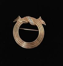 AVON Wreath Vintage Brooch PIN with Rhinestones in Gold-Tone - 1 1/4 inches - $12.00