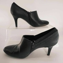 Calvin Klein Womens Jeanine Booties Slim Heels Shoes Black Zipper Almond... - $31.74