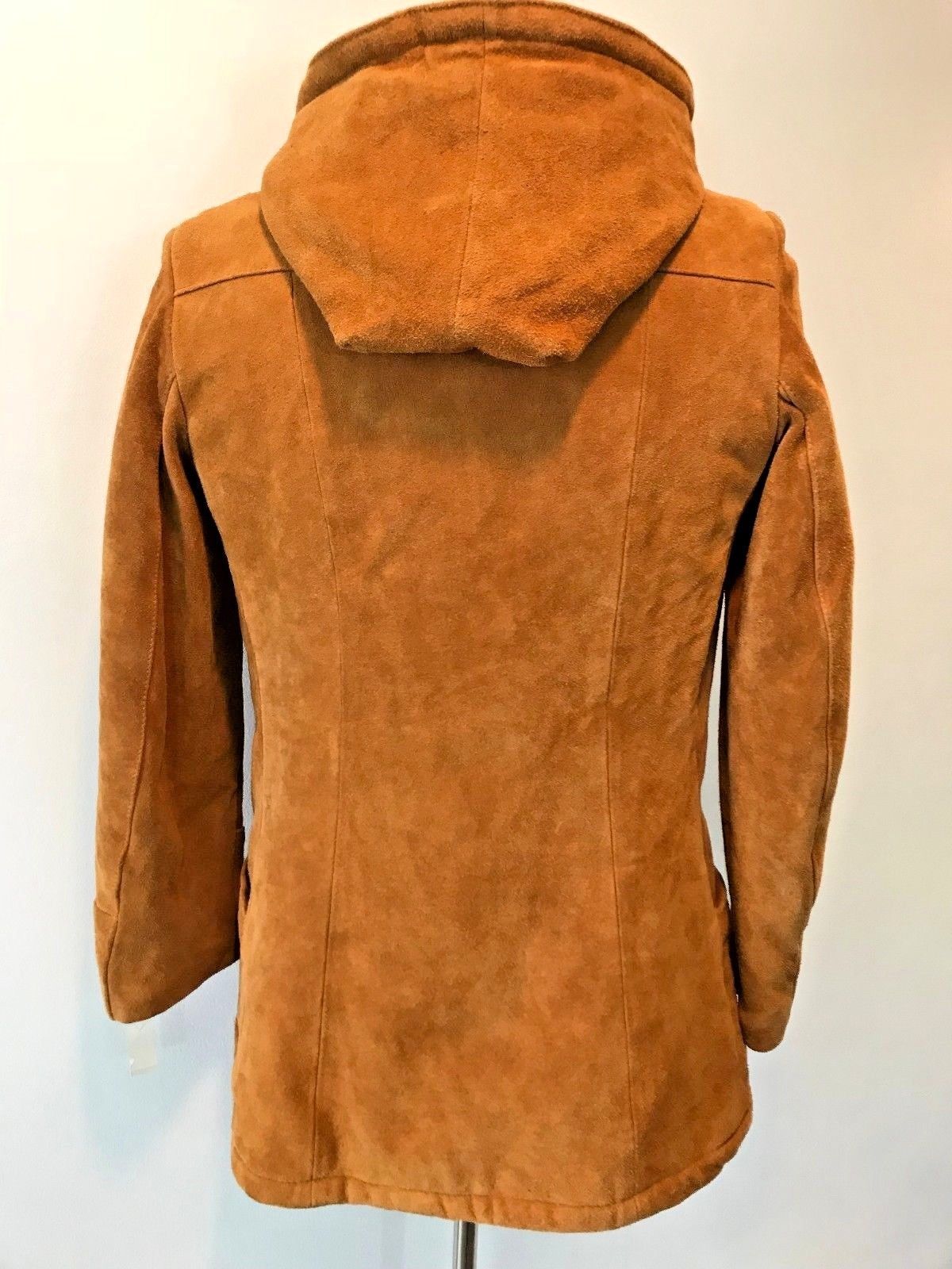 Vintage JCPenney Cowhide Suede Sherpa Lined Hooded Jacket Coat NWT size