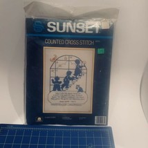 Counted Cross Stitch To Bed To Bed #2975 '85 Sunset Lorna McRoden Kit Baby Name - $22.06