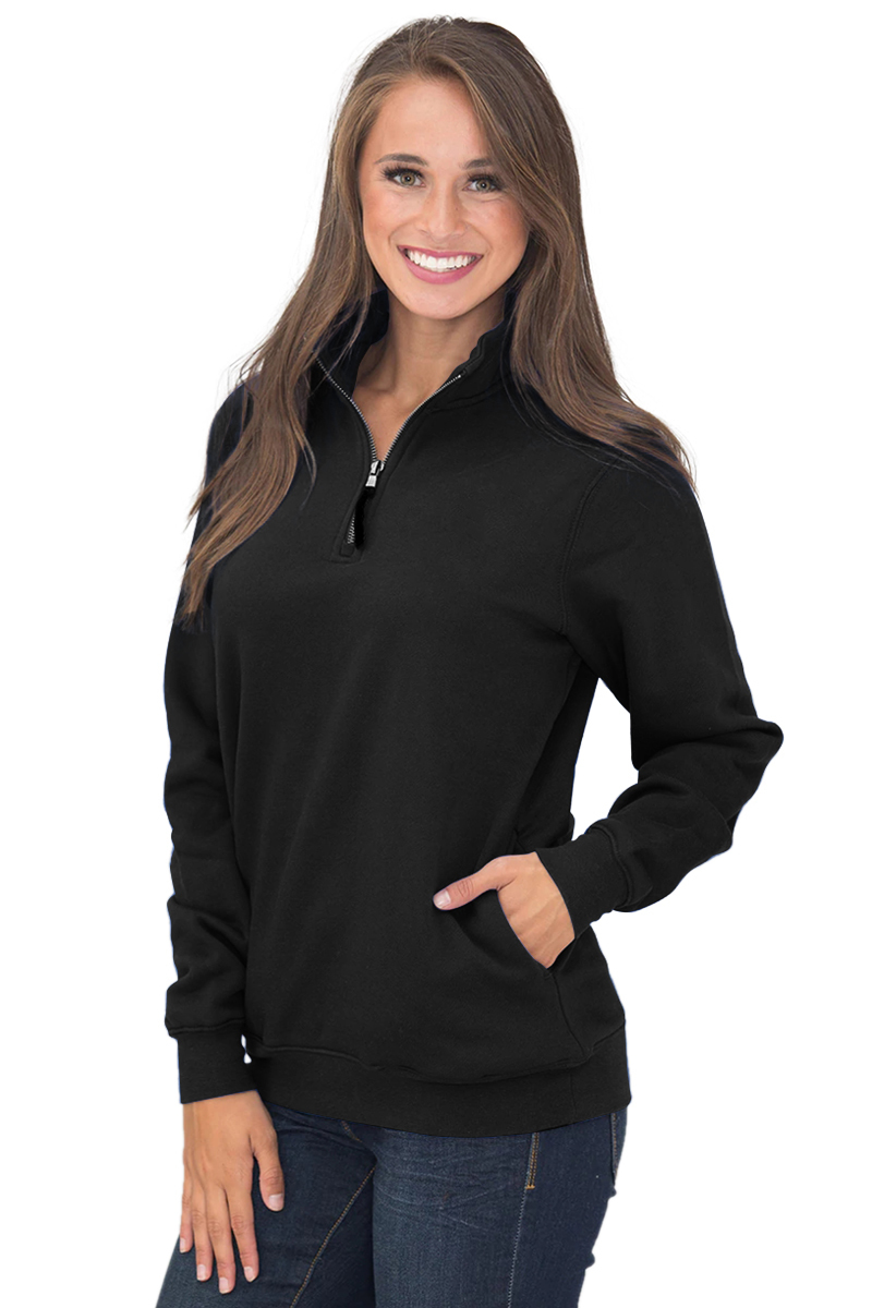 Cali Chic Womens' Sweatshirt Celebrity Quarter Zip Pullover Black ...