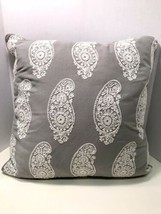 Rodeo Home Needlepoint Damask Ivory & Warm Gray Linen Sofa Pillow 19” X 19” - $19.95