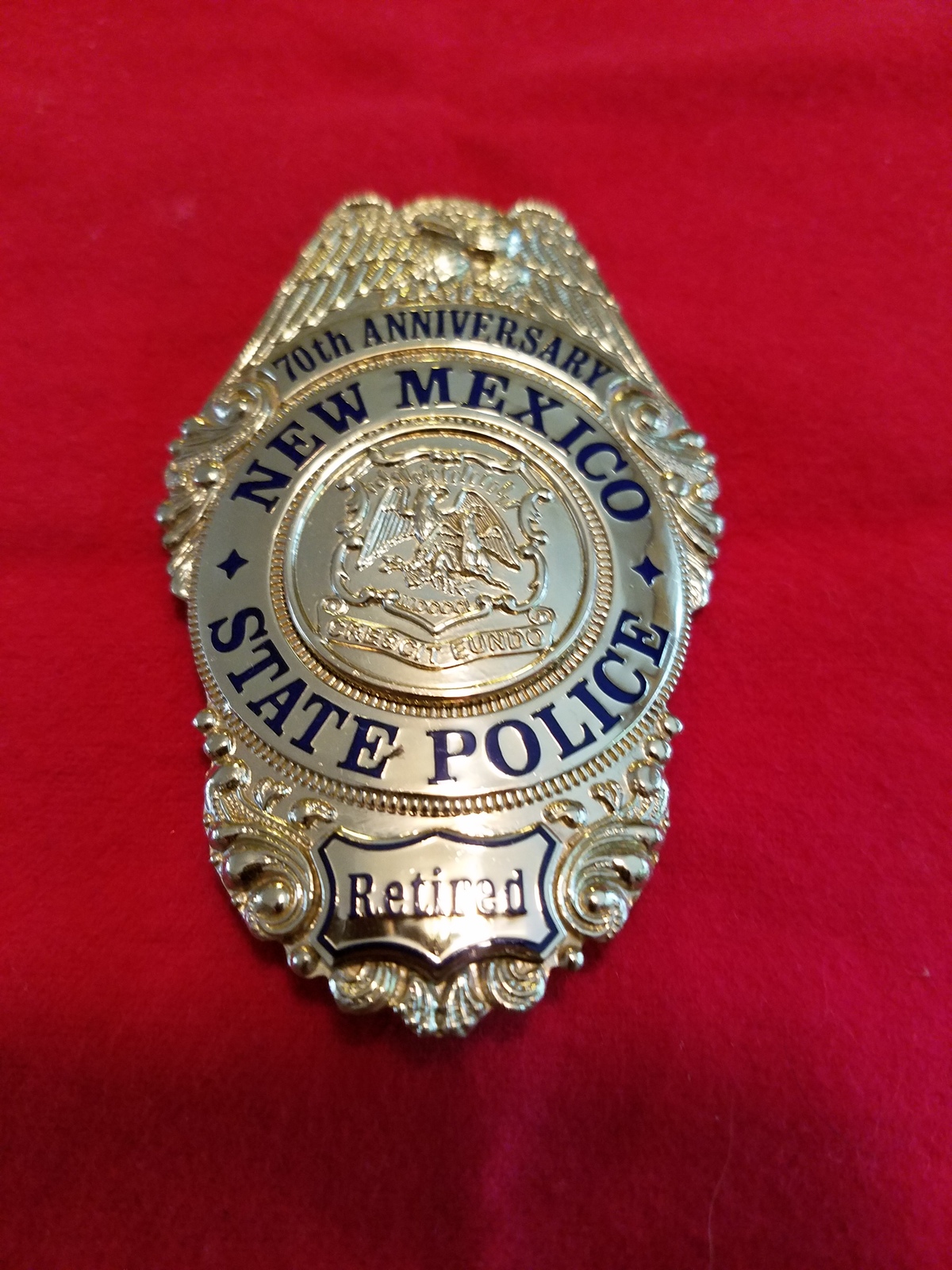 70th Anniversary New Mexico State Police Retired. Hallmarked Sun Badge 