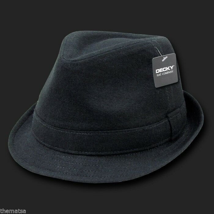 FEDORA SOLID BLACK MELTON WOOL VISCOSE WOVEN GODFATHER HAT CAP S,M,L,XL