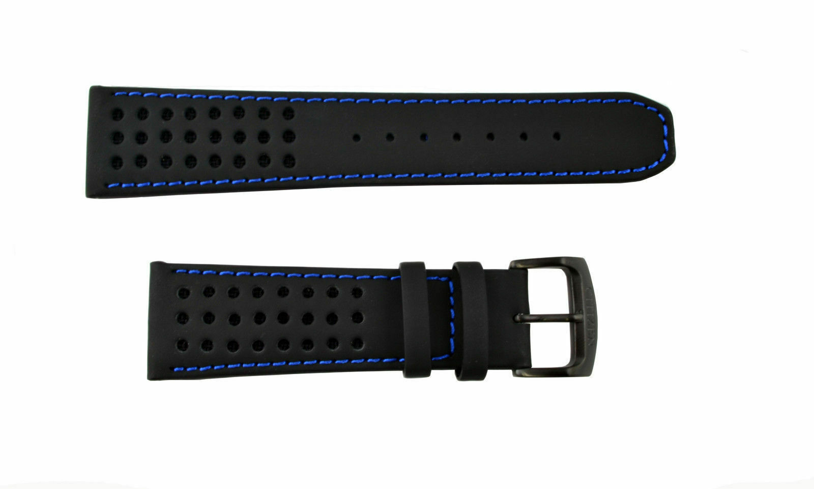 NEW Citizen CA046703E 23mm Black Leather Watch Band w/ Blue Stitching