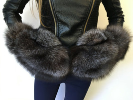 Blue Frost Fox Fur Mittens Full Fur Winter Gloves Natural Color All Fur Mittens image 1