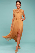New Friends Colony Maya Tan Lace-Up Maxi Dress XS Party Glam! - $59.40