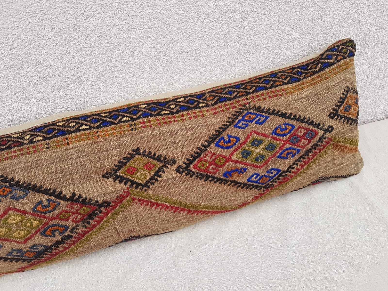 12''X 40'' Bohemian Bedding Kilim Pillow Cover, Handmade Hippie Bed Pillow Bed Pillows
