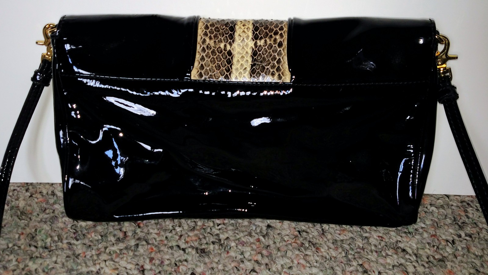 ** REDUCED ** Black Patent Leather & Snakeskin purse, clutch, over ...