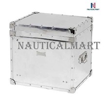 NauticalMart Casa Padrino Luxury Airplane Cabinet Chest Aluminum Trunk Table