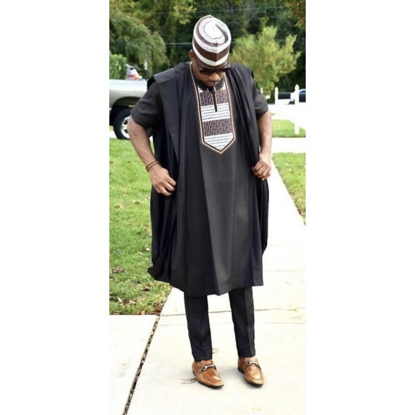 Black Agbada Babariga 3 Pcs African Men's Clothing African Fashion Men's Wear