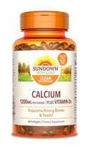 Sundown Naturals Calcium + Vitamin D3 Softgels 1200 mg 60 Ct Bone Joint Health.+ - $19.99