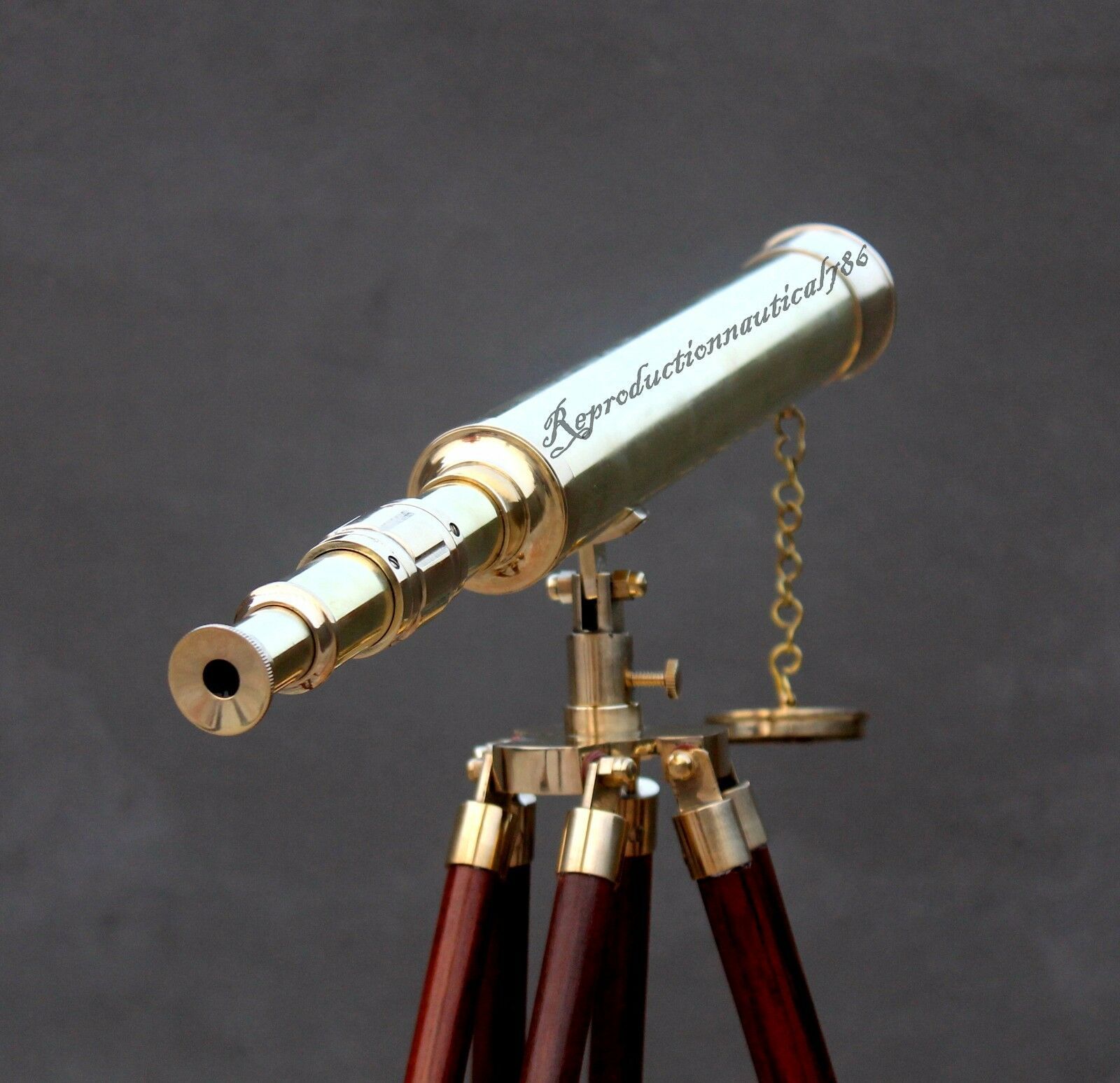 Single Barrel Brass Telescope With Tripod Adjustable Handmade Spy Glass