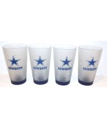 DALLAS COWBOYS SET OF 4 FROSTED GLASS 5 3/4&quot; GLASSES/TUMBLERS~BLUE BOTTO... - $39.59