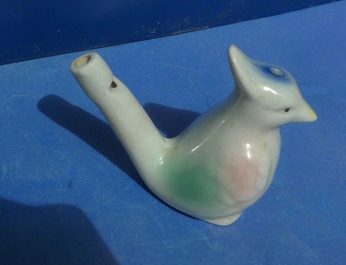 Ceramic Bird Whistle Cardinal Vintage Style Water Warbler Novelty Child H&P 