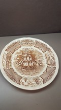 Vintage COMMEMORATIVE Brown Plate FRIENDSHIP OF SALEM Staffordshire, Eng... - $24.74