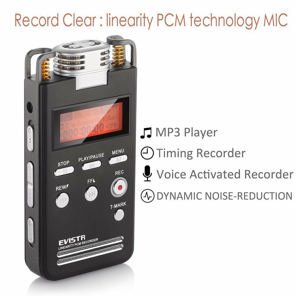 EVISTR Recorder Of Voice Digital 8GB Dictaphone Sound Of Quality Pcm