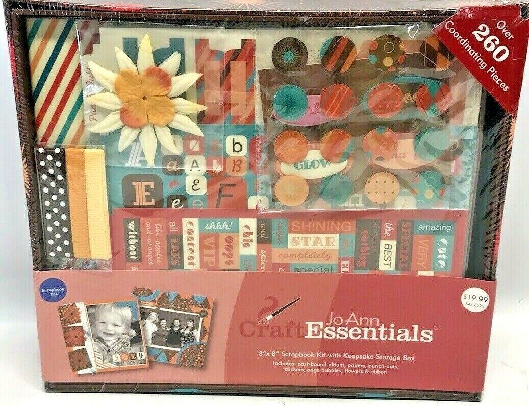 Primary image for JoAnn Crafts Essentials Over 260 Pieces Scrapbook Kit with Keepsake Storage Box
