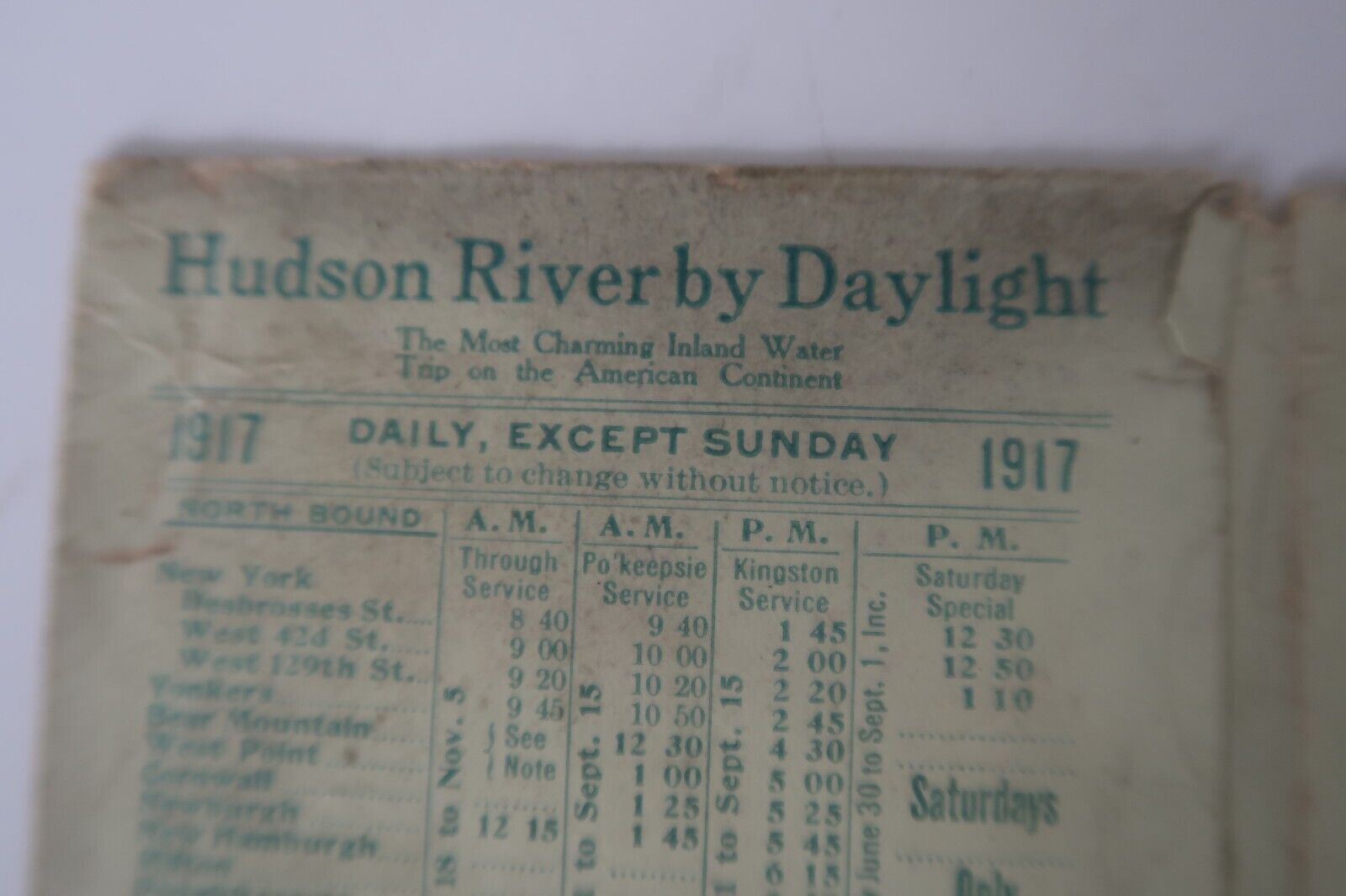 1917 Hudson River Day Line Steamboat Steamship Timetable Maps Railroad
