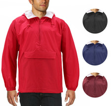 Men's Water Resistant Windbreaker Hooded Half Zip Pullover Rain Jacket image 1