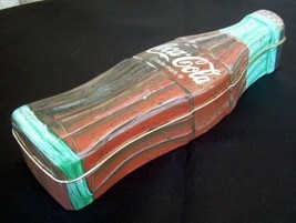 Coca Cola Bottle Shaped Tin 9 In Tall 1996 Empty - $9.99